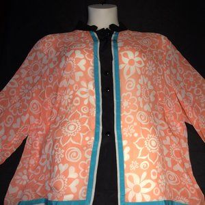 Bob Mackie 100% Silk Women's Sheer Top